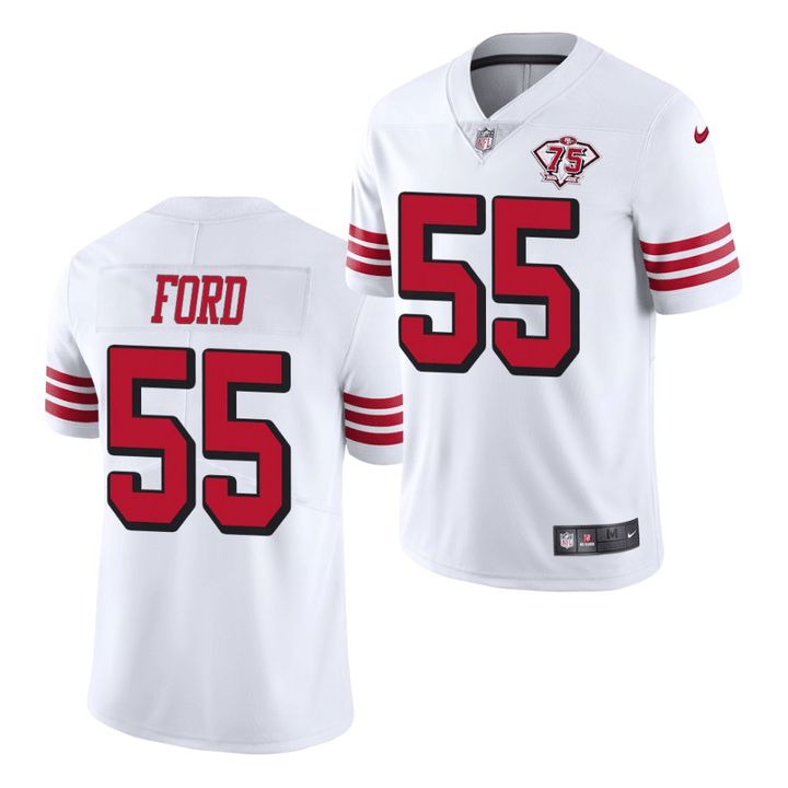 Men San Francisco 49ers #55 Dee Ford White Nike 75th Anniversary Throwback Limited NFL Jersey
